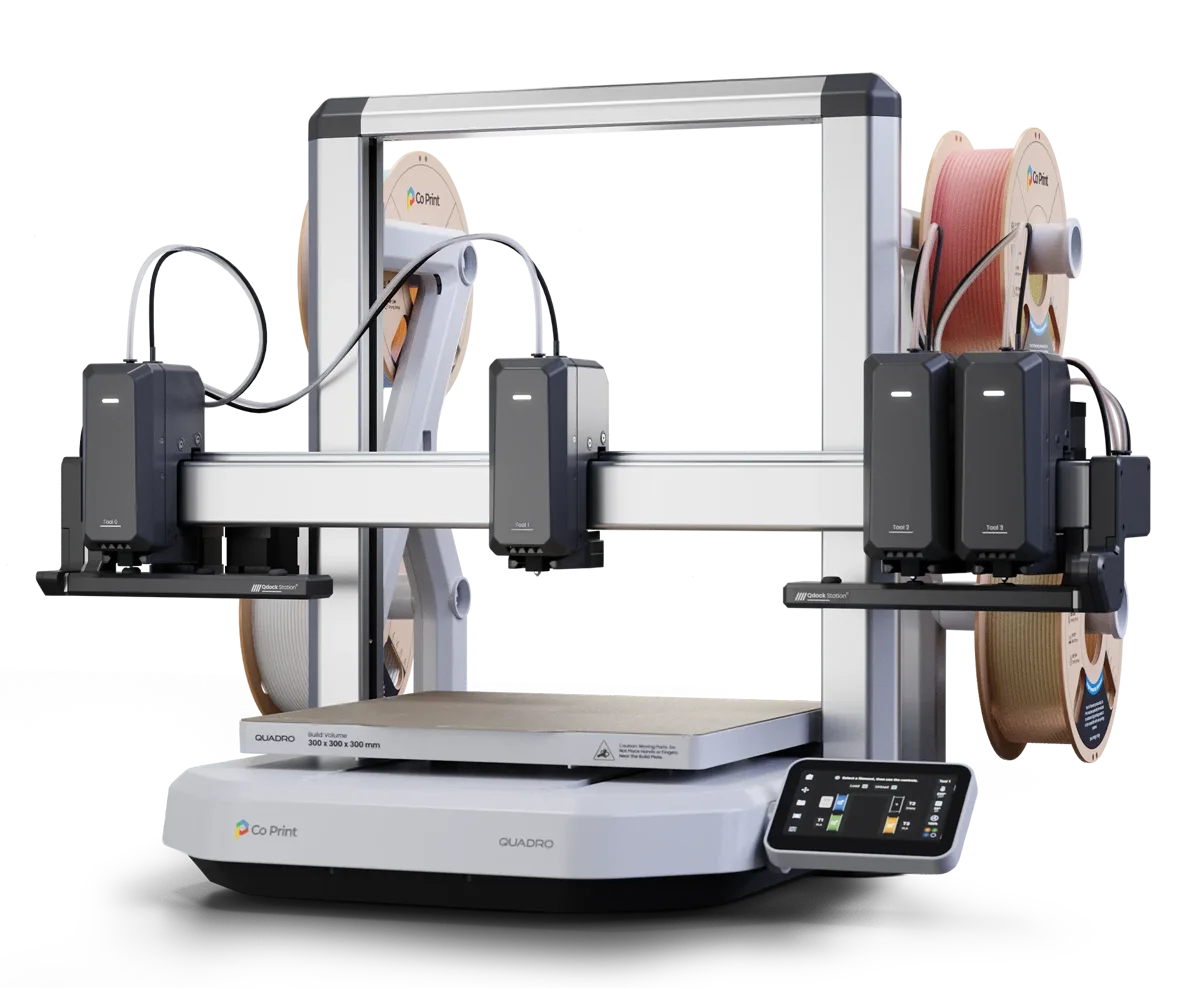 Dört bağımsız baskı kafalı Co Print Quadro çok renkli 3D yazıcı